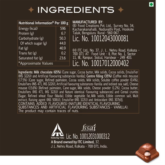 Intense Dark Bar - Centre filled 84% Dark Chocolate
