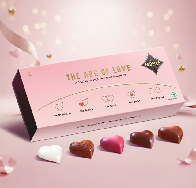 Valentine Hearts Collection - 5 Handcrafted Heart Shaped Pralines